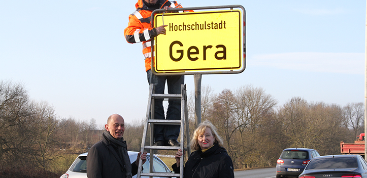 Hochschulstadt Gera nun auch am Ortseingang erkennbar