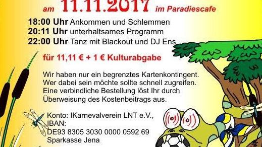 Einladung zum Faschingsauftakt am 11.11.
