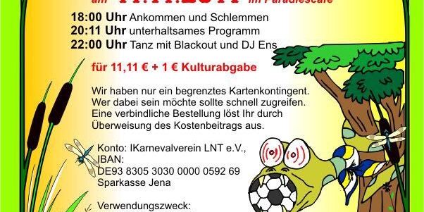 Einladung zum Faschingsauftakt am 11.11.