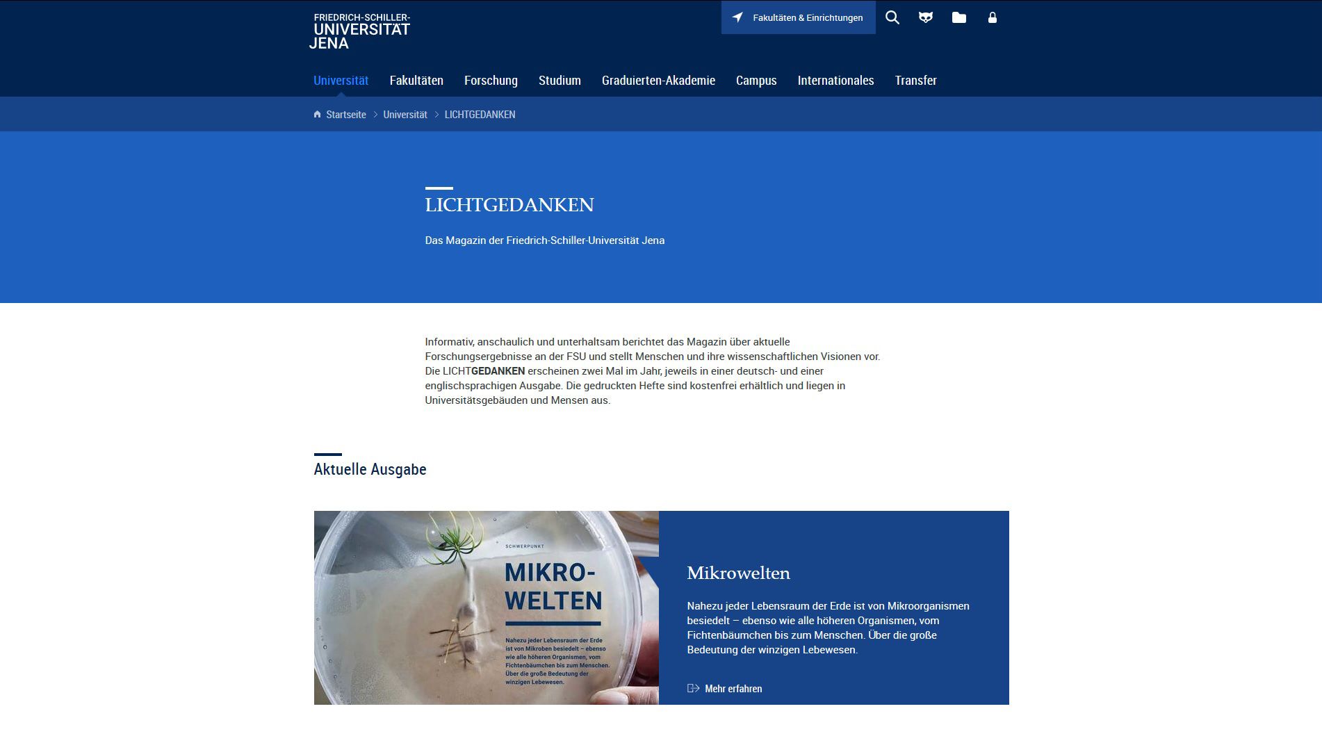 FSU-Forschungsmagazin LICHTGEDANKEN legt Fokus auf Kleinstlebewesen