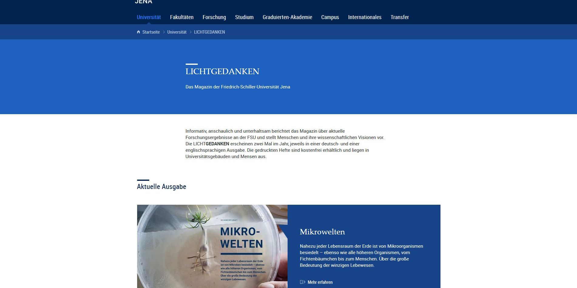 FSU-Forschungsmagazin LICHTGEDANKEN legt Fokus auf Kleinstlebewesen