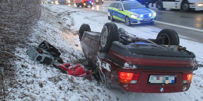 Kontrolle verloren, überschlagen, leicht verletzt