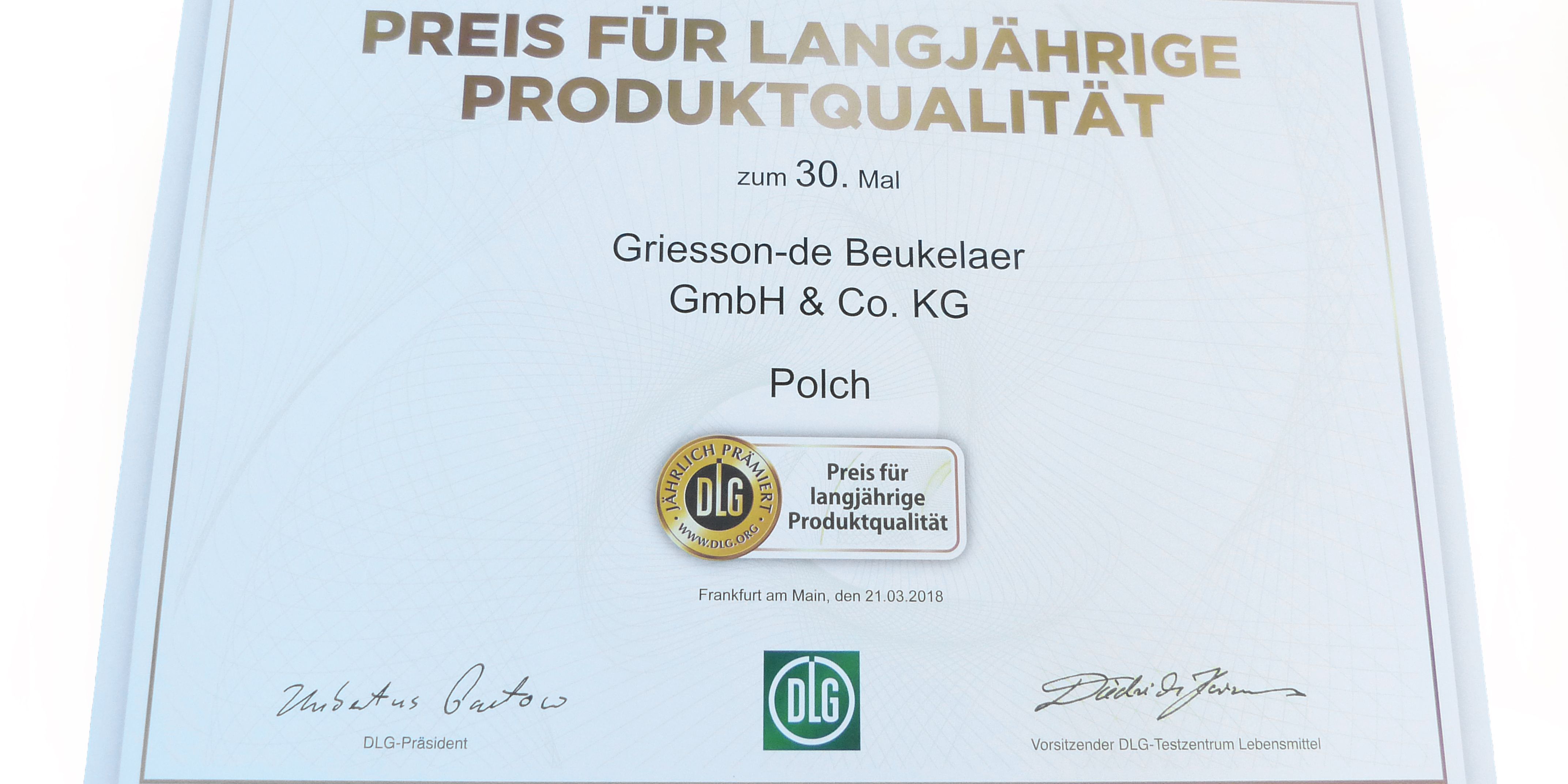 Auszeichnung für Griesson - de Beukelaer