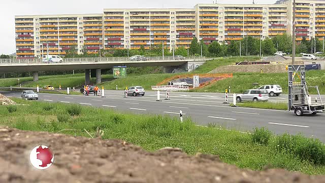 Gesperrte Auffahrten: An der Brücke zwischen Lobeda-West und -Ost werden die Fahrbahnen umgebaut