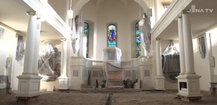 In der Friedenskirche: Die Sanierungsarbeiten nach dem Schwammbefall sind fortgeschritten