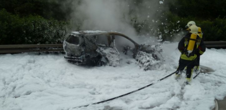 Vier Schwerverletzte und ein ausgebranntes Fahrzeug