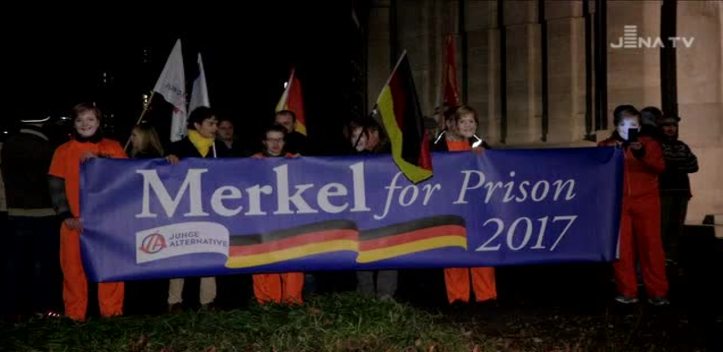 Kanzlerin in Jena: Zur CDU-Regionalkonferenz gab es Proteste vor dem Volkshaus