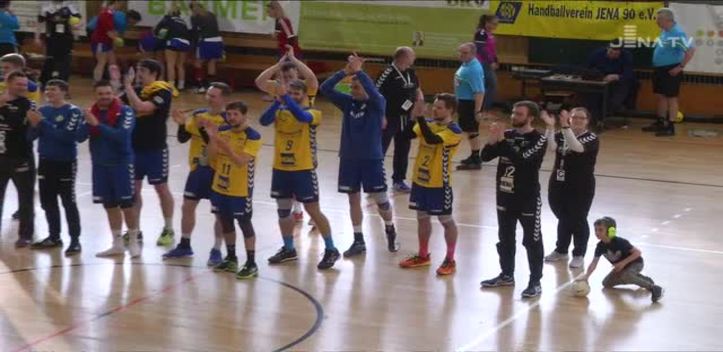 Sieg geschafft: Die Handballer des HBV Jena 90 hatten ihr letztes Saison-Heimspiel