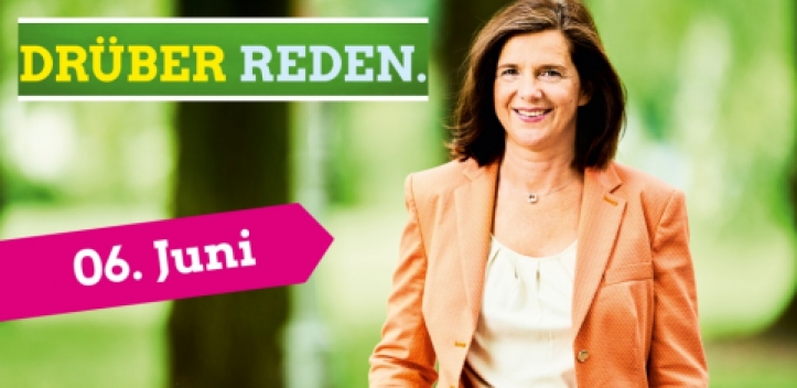 Katrin Göring-Eckardt (Grüne) diskutiert am 6. Juni in Jena