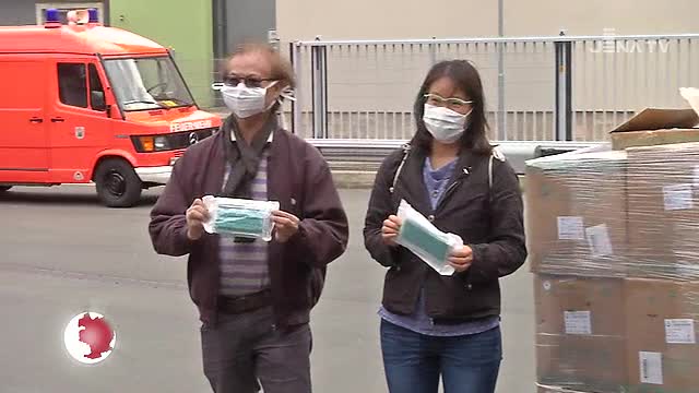 Großspende aus China: 50 000 Mund-Nase-Bedeckungen trafen in Jena ein