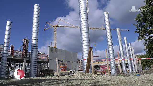 Baufortschritt: Das neue Jenoptik-Betriebsrestaurant im Gewerbegebiet Göschwitz nimmt Gestalt an 