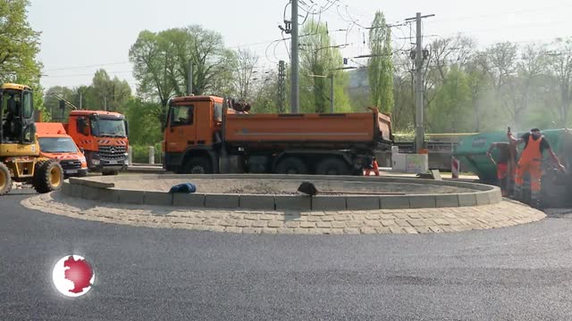 Kreisverkehr: An der Kahlaischen Straße gehen die umfangreichen Bauarbeiten dem Ende entgegen