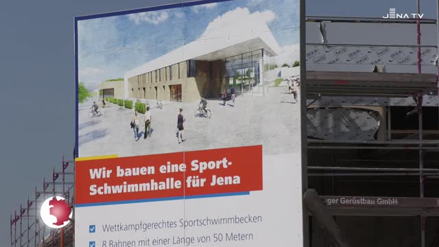 Alles nach Plan: Beim Baustellen-Rundgang wurde über die Fortschritte an der Sportschwimmhalle informiert