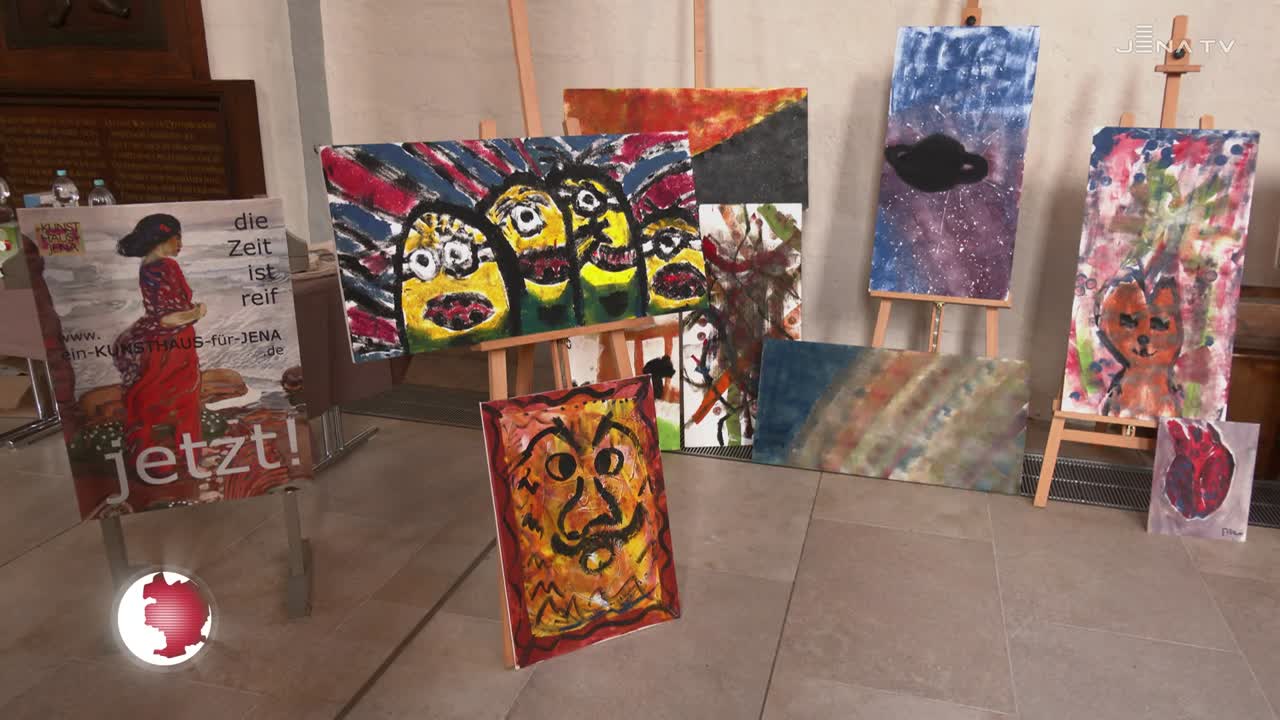 Ausgestellt: Der Verein „Ein Kunsthaus für Jena“ zeigte unter anderem Werke von ukrainischen Flüchtlingskindern 