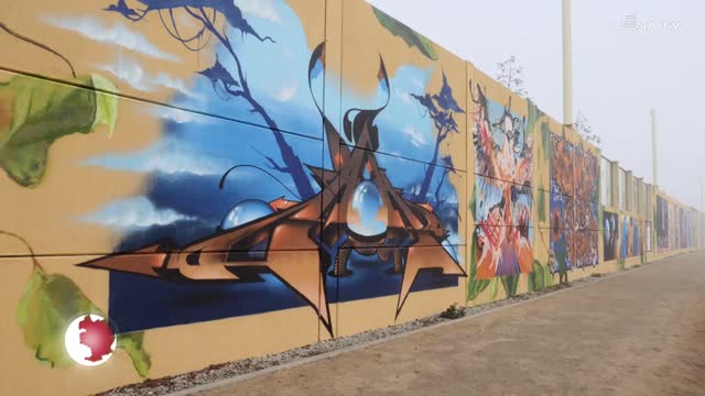 Für mehr Kreativität: Die Lärmschutzwand im Wohngebiet Am Oelste wurde mit Grafitti verschönert