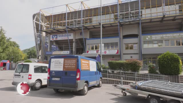 Austausch vorbereitet – Die Westtribüne im Ernst-Abbe-Sportfeld erhält ein neues Dach