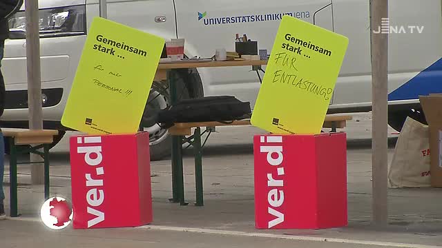 Für gute Arbeitsbedingungen: Die Gewerkschaft ver.di hielt eine Mahnwache am Uni-Klinikum ab