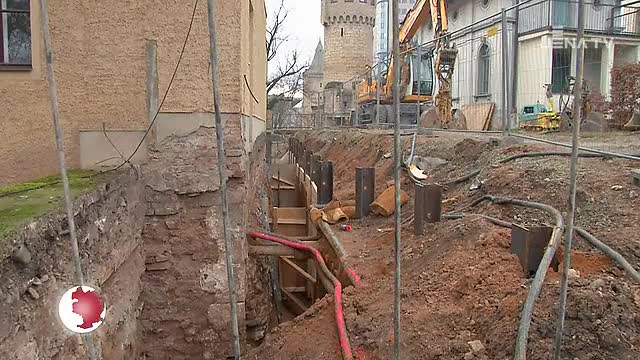 Sichere Sache: Am Inspektorhaus des Botanischen Gartens sind Arbeiten im Gange 