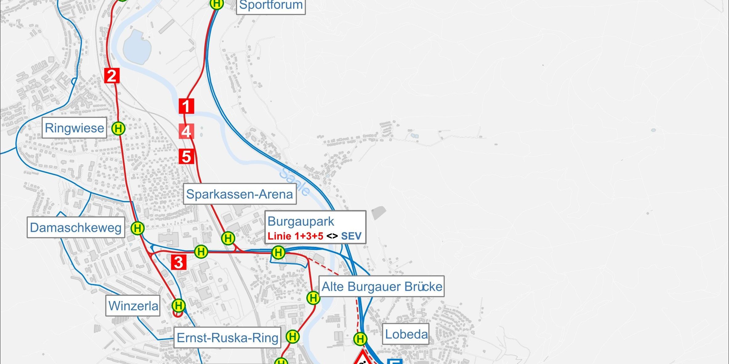 Fahrplanänderungen aufgrund von Bauarbeiten am Gleisdreieck Lobeda