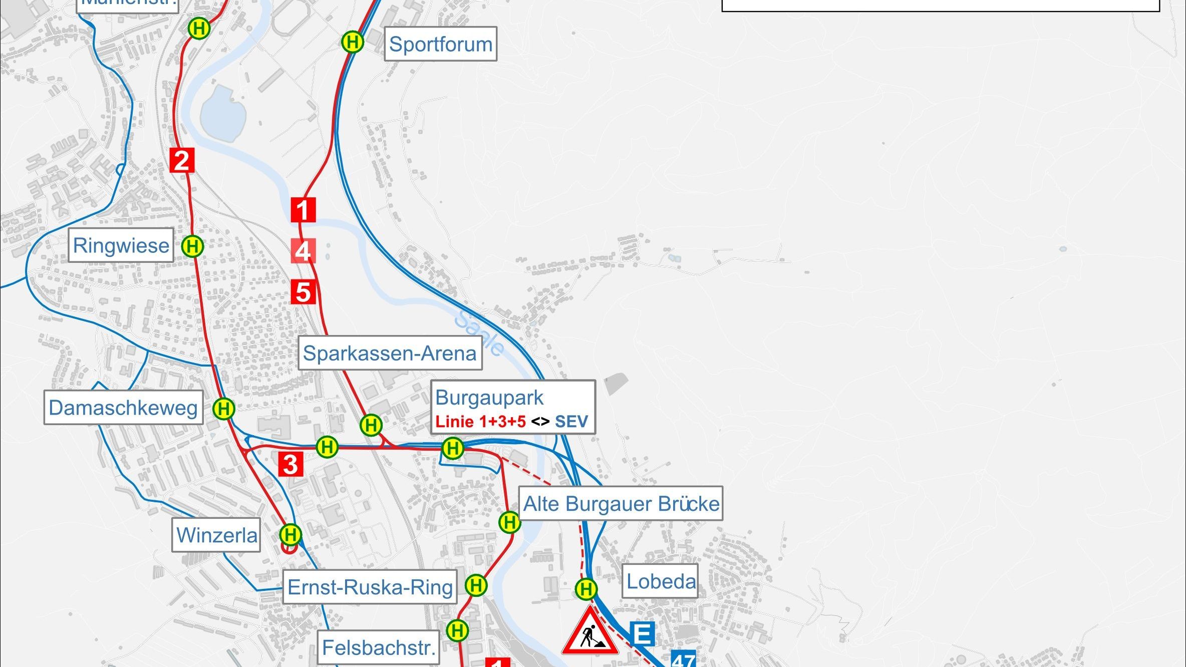 Fahrplanänderungen aufgrund von Bauarbeiten am Gleisdreieck Lobeda