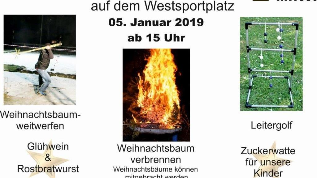 Westsportplatz: Weihnachtsbaum werfen und verbrennen