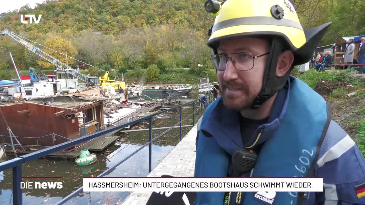 Hassmersheim: Untergegangenes Bootshaus schwimmt wieder