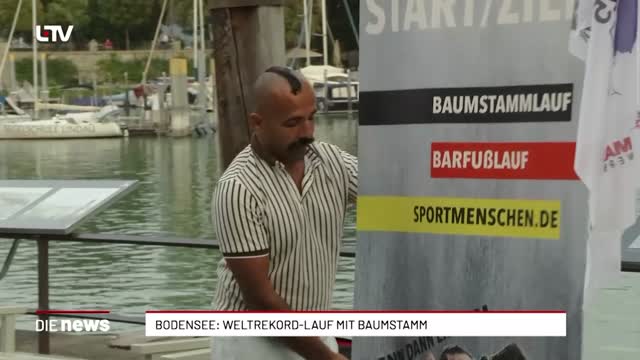 Bodensee: Weltrekord-Lauf mit Baumstamm