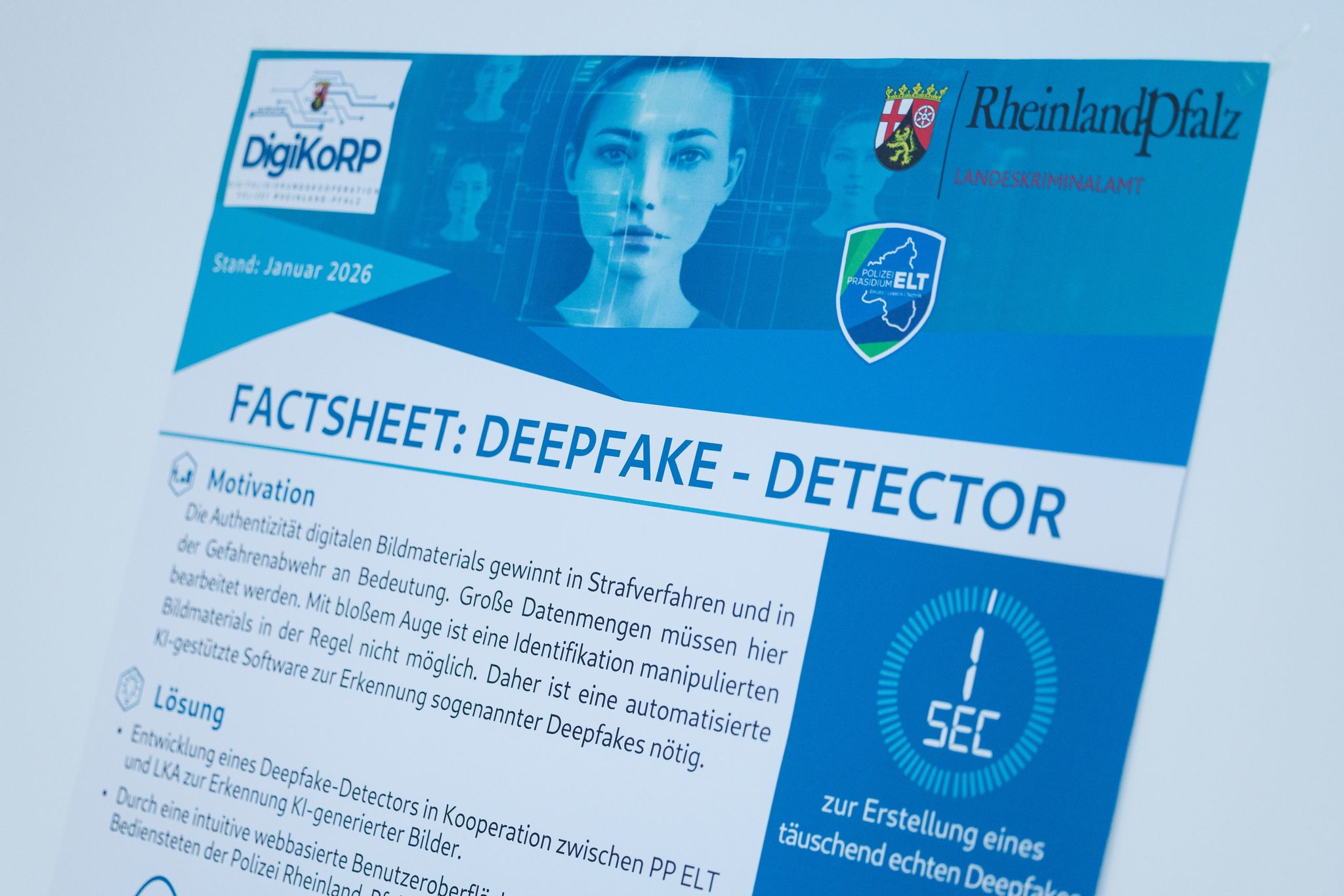 Im März startet ein Pilotbetrieb des Deepfake Detectors. 